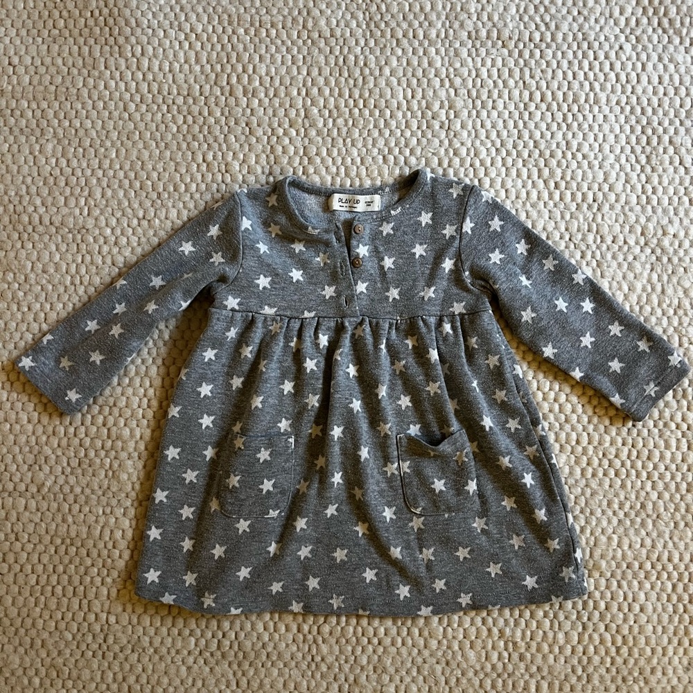 Play Up Gray Star Patterned Dress